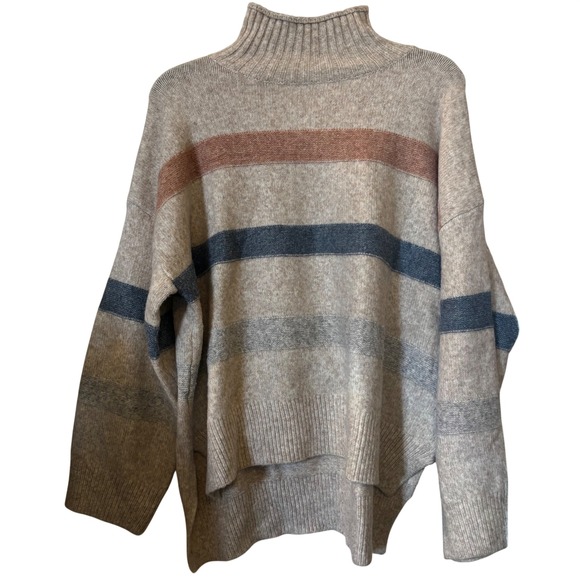 Fate Sweaters - Fate Women's Juniors Oversized Sweater XS Striped Crew Neck High Low